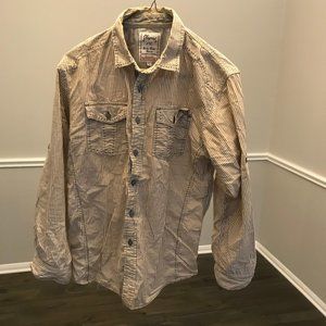 Brown Striped Button Down Long Sleeve Shirt